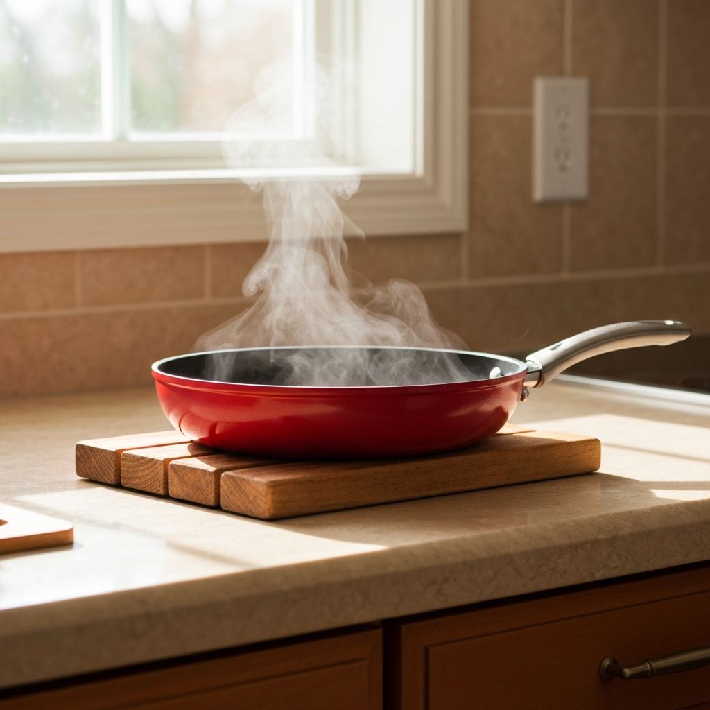 Cookware cooling properly on trivet