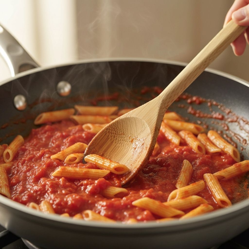 Cooking with wooden utensils